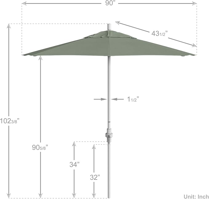 California Umbrella 7.5' Rd. Aluminum Patio Umbrella, Crank Lift, Collar Tilt, White
