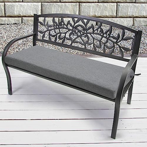FUNHOME Outdoor Bench Cushion Covers,48" x 18" x 3", No Insert! Patio Cushion Covers Replacement for Outdoor Furniture,Water Resistant Patio Bench Loveseat Covers 1 Pack, Grey (Covers ONLY)