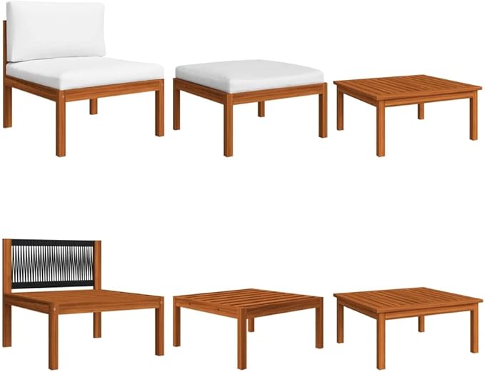 Patio Lounge Set with Cushions,Outdoor Patio Furniture,Outdoor Chat Conversation Set,for Patio,Backyard,Garden,Outdoor,8 Piece Cream Solid Acacia Wood