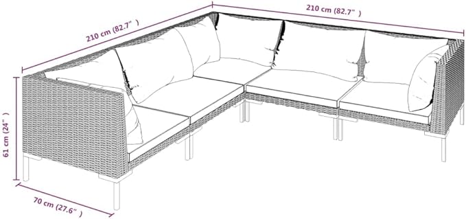 Patio Lounge Set with Cushions,Outdoor Table and Chairs Set,Terrace Conversation Set Furniture,Outdoor Furniture,for Garden,Backyard,5 Piece Poly Rattan Dark Gray