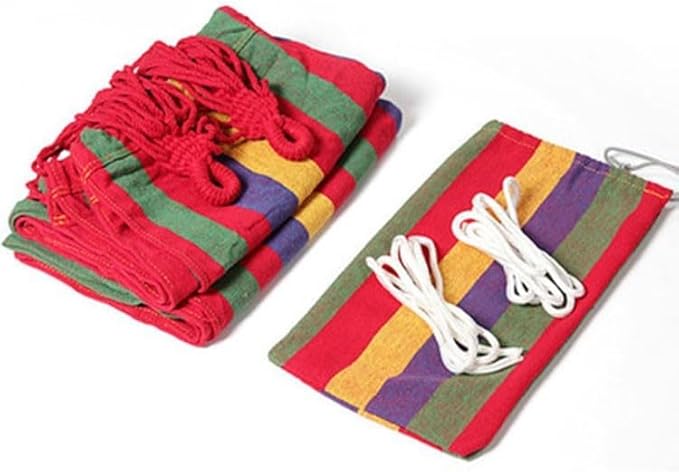 Portable Cotton Hammock, Suitable for Hanging Durable hammocks, Perfect for Camping Outdoor/Indoor Backyard, with Hanging Ropes and Carrying Bags (red, Large)