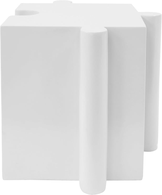 Christopher Knight Home Daton 3 Piece Interlocking Outdoor Side Table Set, Modular Lightweight Concrete Coffee Table, Convertible MGO End Table for Indoor&Outdoor, Design for Creative Set Up, White