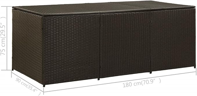 Patio Storage Box,deck box,outdoor storage box,Water resistant PE liner with zipped closure,Moisture proof with elevated feet, Poly Rattan 70.8"x35.4"x29.5" Brown