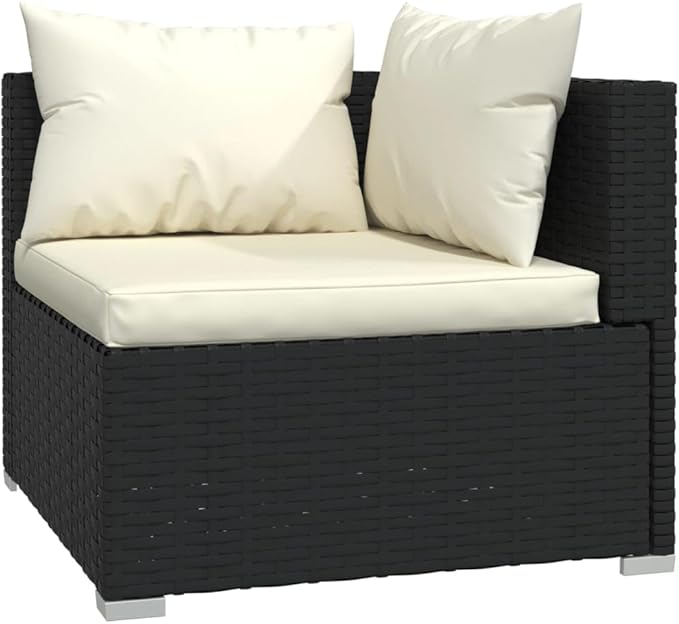 4 Piece Patio Lounge Set with Cushion, Furniture Conversation Sets Piece Patio Set Outdoor Patio Sectional Patio Lounge Set s Poly Rattan Black