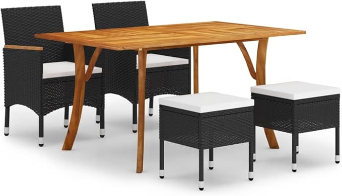 5 Piece Patio Dining Set, Sectional Sofa Outdoor Lounge Sets Front Porch Furniture Patio Conversation Set for Garden Negotiation Area Poolside Piazza Black