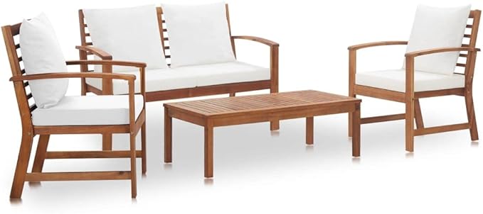 Garden Lounge Set with Cushions,Outdoor Tables and Chairs,Outdoor Furniture Sets,Patio Conversation Sets,for Garden,Deck,Backyard,4 Piece Solid Acacia Wood