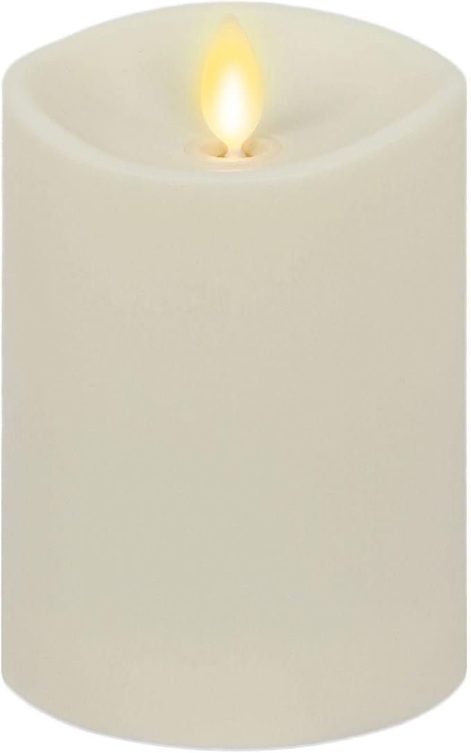 Luminara Realistic Artificial Moving Flame Outdoor Pillar Candle - Moving Flame LED Battery Operated Lights for Outside Christmas, Thanksgiving - Remote Ready - Remote Sold Separately - 3.25" x 4.5"