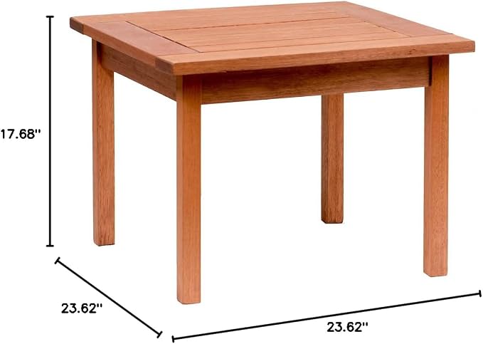 Amazonia Milano 1-Piece Outdoor Square Side Table | Eucalyptus Wood | Ideal for Patio and Indoors, 24Lx24Wx18H
