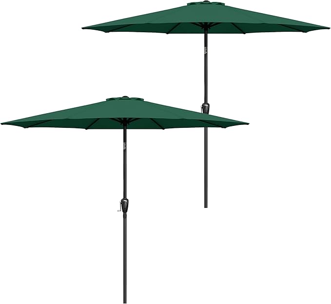 Simple Deluxe 2 Pack 9FT Outdoor Patio Umbrella Table Market Umbrella with Push Button Tilt and Crank, 8 Sturdy Ribs, UV Protection Waterproof for Garden, Lawn, Deck, Backyard, Pool, Green