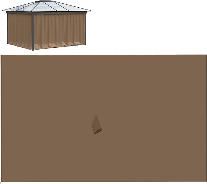 Outsunny 10' x 10' Universal Gazebo Sidewall Set with Panels, Hooks and C-Rings Included for Pergolas and Cabanas, Brown