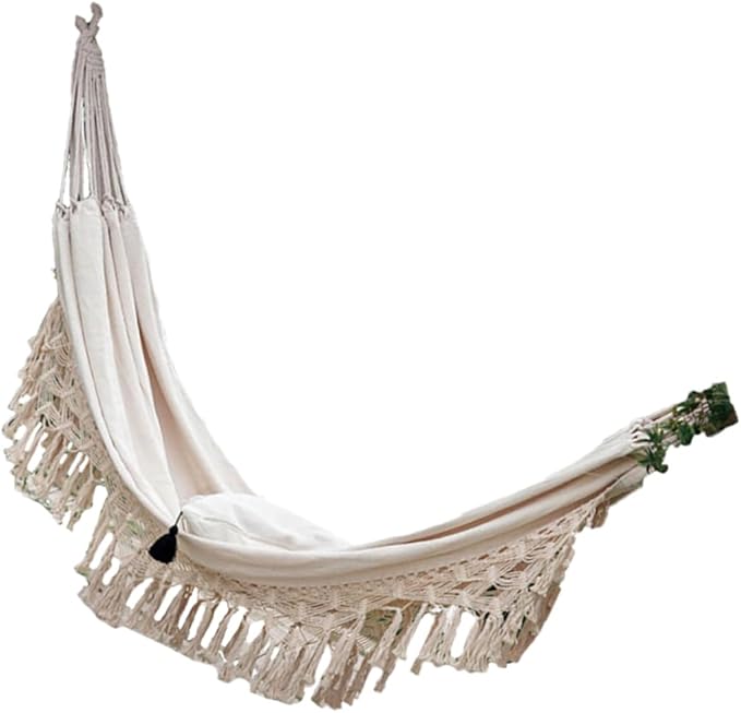 Sosoport Double Hammock Camping Hammock Boho Outdoor Furniture Swing Sleeping Bed Fashion Canvas