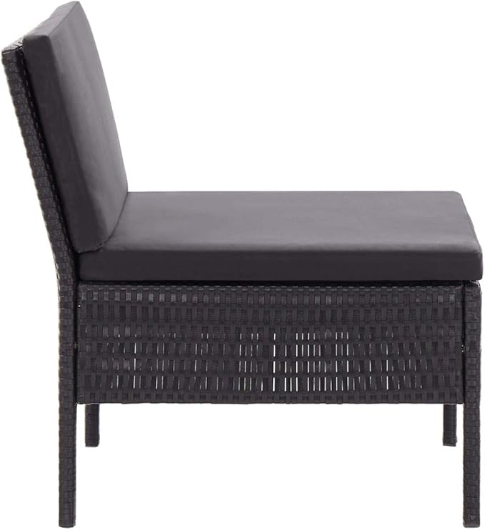 Patio Lounge Set with Cushions,Outdoor Furniture,Outdoor Furniture Sets,Patio Conversation Sets,for Garden,Deck,Backyard,3 Piece Poly Rattan Black