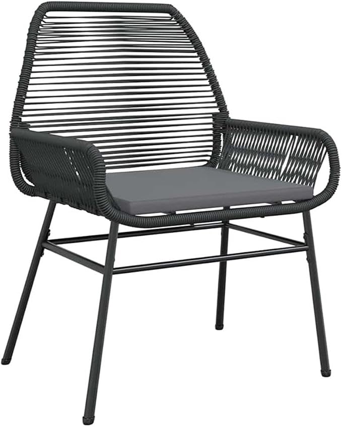 Afuera Living 5 Piece Poly Rattan Patio Dining Set, Black Finish, Tempered Glass Table, Cushioned Seats, Powder-Coated Steel Frame, UV-Resistant, Modern Outdoor Furniture for Garden or Patio