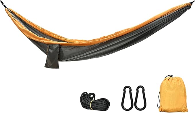 Camping Hammock, Camping Hammock 300 × 200cm Portable Hammock Lightweight Nylon Hammocks for Backpacking, Travel Hiking, Travel, Beach, Backyard(Yellow)