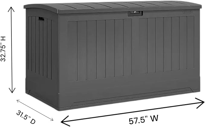 Outdoor Storage Deck Box, 200 Gallon Capacity, Weather-Resistant, Peppercorn Gray