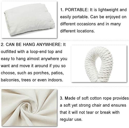 Boho Large Brazilian Macrame Double Hammock Swing Bed with Carry Bag for Patio,Bedroom, Yard, Beach, Indoor, Outdoor & Wedding Party Decor, White(Beige) Party