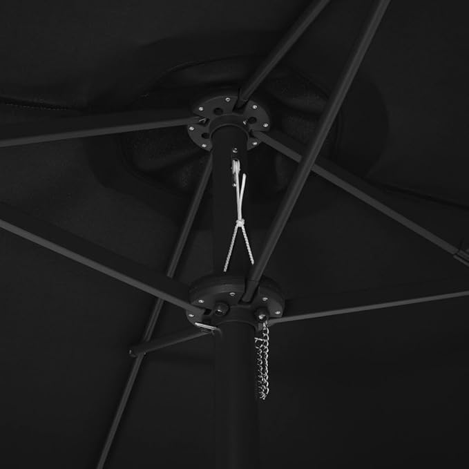 Large Outdoor Patio Umbrella 181x106 Inch Black Sun Shade with Crank Mechanism, Aluminum Pole and 12 Durable Ribs for Garden Poolside Backyard