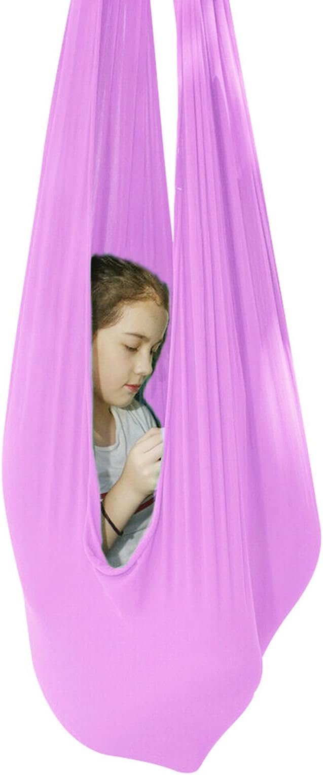 Sensory Swing for adults Indoor kids Therapy Swing Adjustable Calming Snuggle Hammock durable soft strong fabric swing Great for Sensory Integration stimulation ( Color : Light purple , Size : 1M x 2.