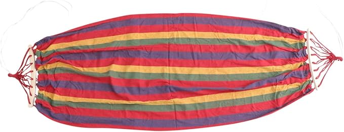 Veemoon Single Person Rainbow Striped Cotton Canvas Hammock with Anti-tip Design, Outdoor Portable Swing for Adults, Hanging Hammock for Patios