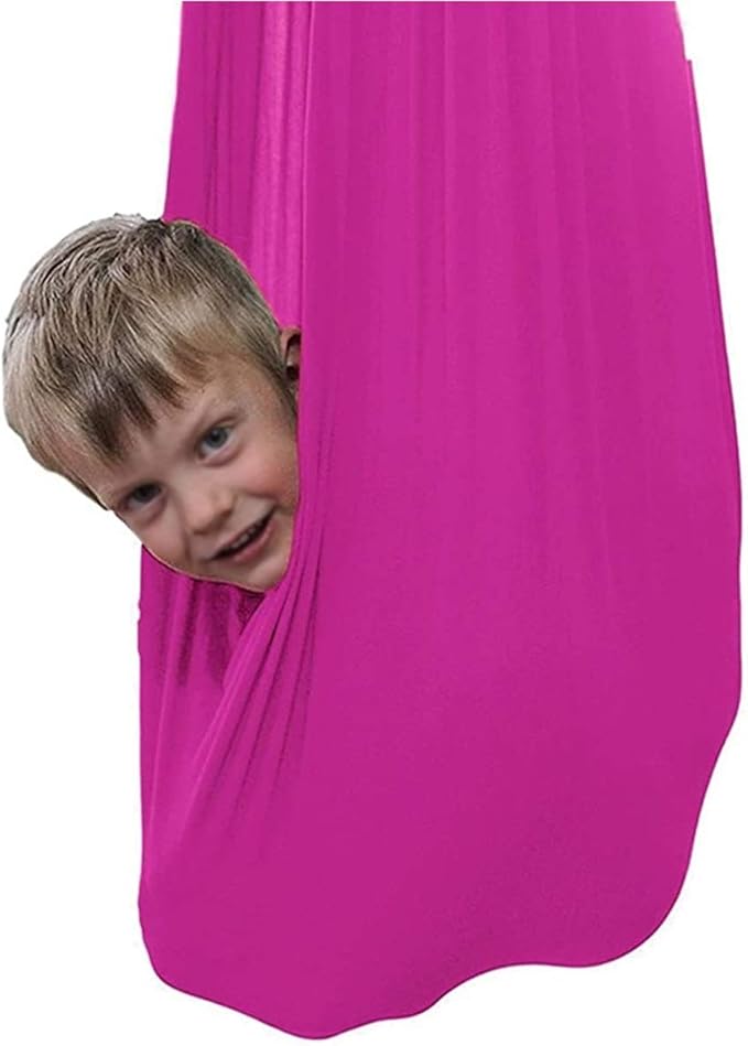 Kids Indoor Therapy Swing Adjustable Swings Sensory Snuggle Swing Ultra Soft Cuddle Hammock with Special Needs for Children Outdoor Autism ADHD (Color : Rose red, Size : 150 x 280 cm)