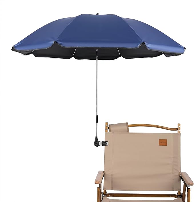 Beach Chair Umbrella with Universal Clamp,360° Adjustable Sunshade Umbrella,Clip on Parasols for Patio,Wheelchairs,Golf Carts
