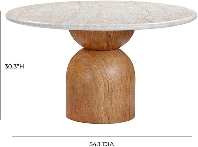 Pemberly Row Travertine Concrete Indoor/Outdoor 54" Round Dining Table