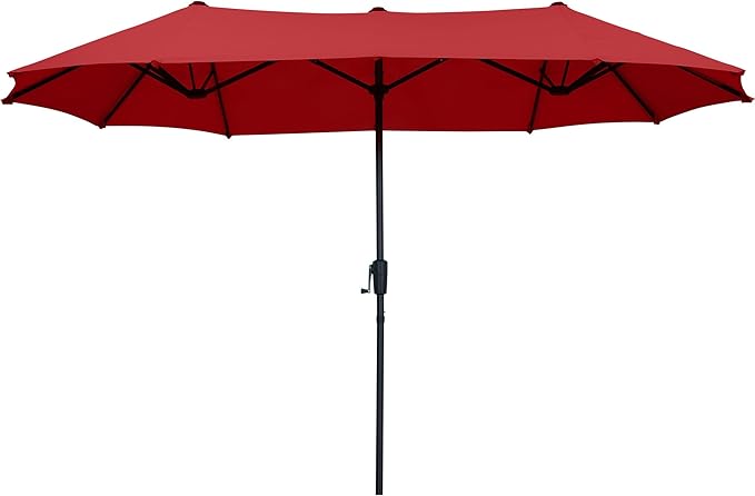 13Ft Large Patio Umbrella Outdoor Double-Sided Market Umbrella w/Easy Crank for Yard, Poolside, Deck, Red