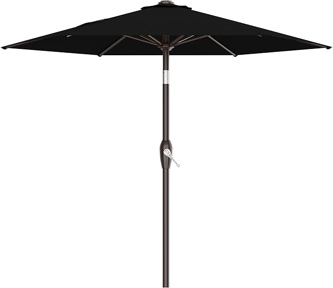 AreShark 7.5FT Patio Umbrella Table Market Umbrella w/Tilt and Crank, Heavy-Duty Outdoor Umbrellas for Pool, Deck, Garden and Backyard, Black