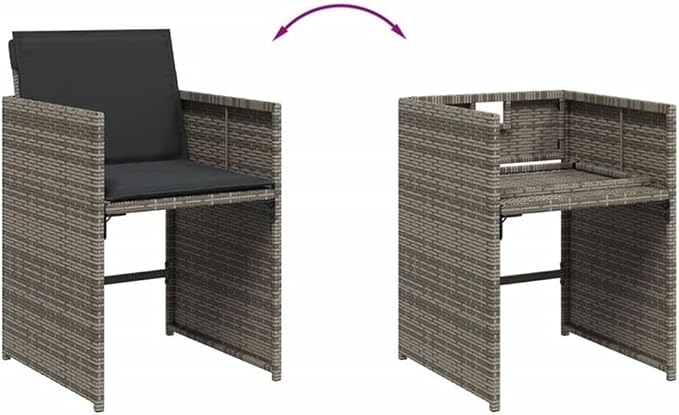 Afuera Living 13-Piece Poly Rattan Patio Dining Set, Dark Gray Finish, 41.7 x 129.9 x 28.7 in, Weather-Resistant UV Materials, Powder-Coated Steel Frame, Compact Storage for Garden or Terrace Outdoor