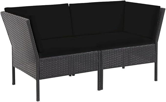 Patio Lounge Set with Cushions,Outdoor Furniture,Outdoor Furniture Sets,Patio Conversation Sets,for Garden,Deck,Backyard,6 Piece Poly Rattan Black