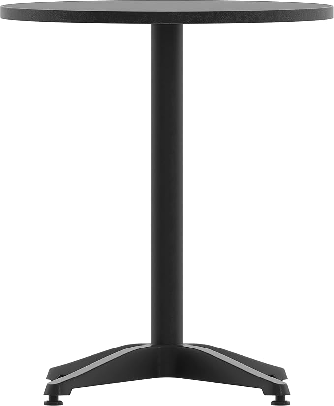 Flash Furniture Mellie 23.5'' Round Metal Indoor-Outdoor Table with Base, Black
