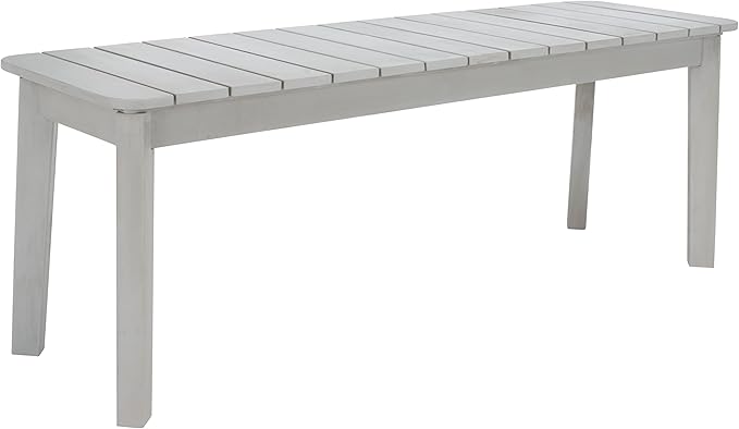 SAFAVIEH Outdoor Collection Europa Grey Acacia Wood 3-Piece Bench Dining Set with Umbrella Hole