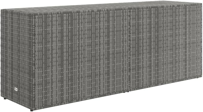Outdoor Garden Storage Cabinet, Weather-Resistant Poly Rattan Deck Box with 2 Doors for Patio Yard Backyard Organization, Gray