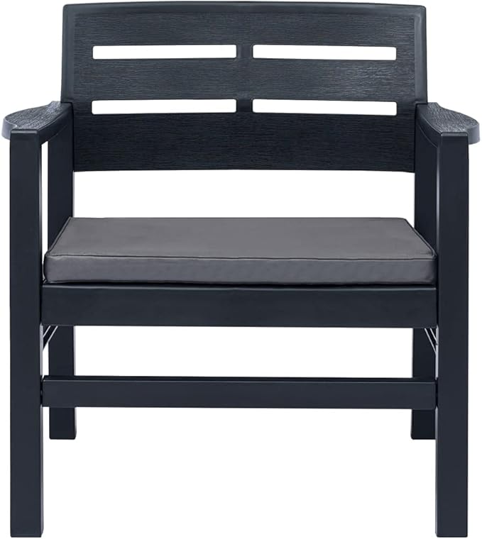 Patio Lounge Set with Cushions,Outdoor Tables and Chairs,Outdoor Furniture Sets,Patio Conversation Sets,for Garden,Deck,Backyard,3 Piece Plastic Anthracite