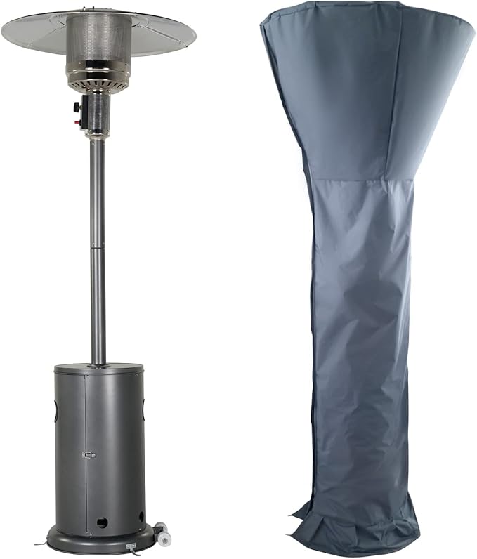 GRAND PATIO Outdoor Propane Heater with Wheels, 48,000 BTU Freestanding Mushroom 7' Powder Coated LP Patio Heater with protective cover, Graphite