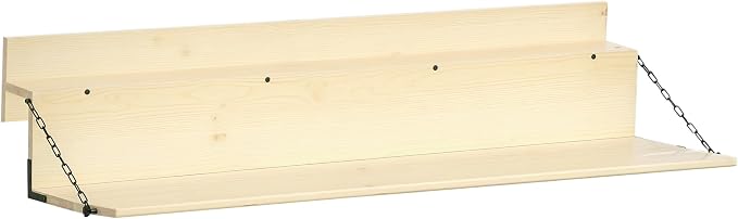 Outsunny Hanging Balcony Table, Spruce Wood Foldable Railing Bar, Serving Table & Desk, Fits up to 3.9 Inches, Natural