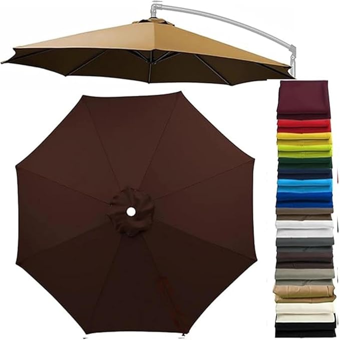 Patio Cantilever Umbrella Replacement Canopy Round 8ft/10ft 8Ribs,Replacement Parasol Canopy Cover with Fade Resistant for Market Table Backyard Garden
