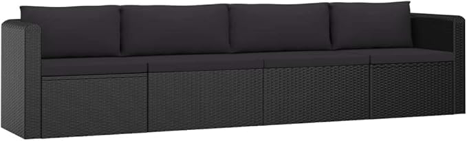 Patio Furniture Set,Outdoor Sectional Furniture Set,Outdoor Dining Set Sectional Sofa Patio Conversation Set,4 Piece Patio Sofa Set with Cushions Poly Rattan Black