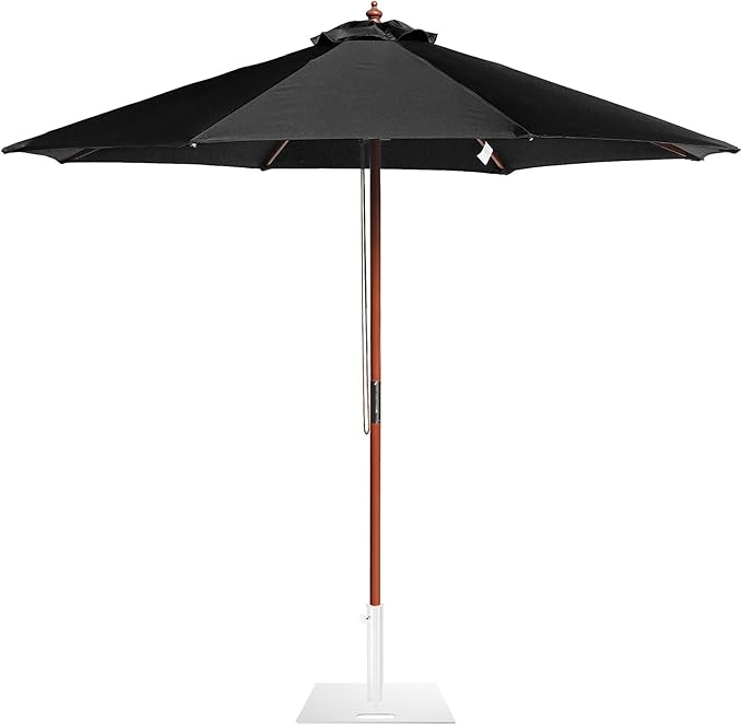 Yescom 9ft Coastal Solid Wood Umbrella Pulley Lift Commercial Base with Wheel Included for Seaside Restaurant Terrace Poolside Beach Club