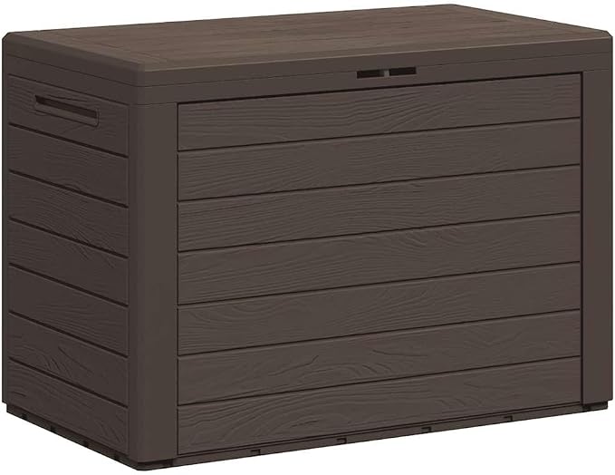 50.4 Gallon Outdoor Storage Box, Rectangular Deck Box for Garden, Patio, Backyard, Waterproof Polypropylene Container with Matte Finish, Brown