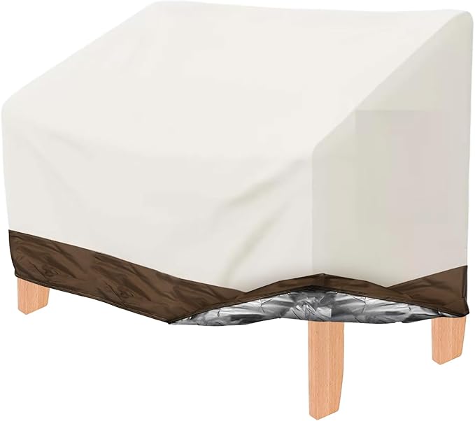 Hoypeyfiy Patio Bench Cover,Furniture Bench Cover,Waterproof Windproof Oxford Fabric Bench Cover for Furniture (White)