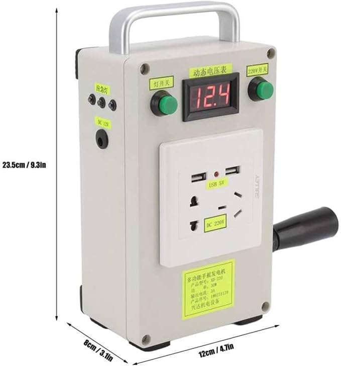 Portable Emergency Hand Generator 30W/150W/500W - Manual Crank Power Supply with Charger & LED Light for Outdoor & Household Use - Reliable Backup Energy Source