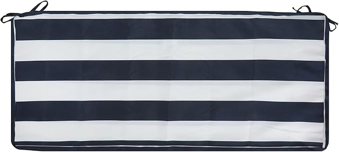 Magpie Fabrics Patio Bench Cushion Cover 48x18x3 Inch, NO Insert! Water&Fade Resistant Outdoor Loveseat Replacement Cover with Zipper (Navy White)