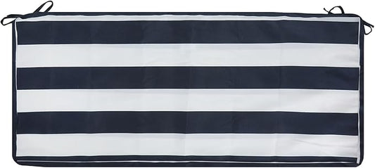 Magpie Fabrics Patio Bench Cushion Cover 48x18x3 Inch, NO Insert! Water&Fade Resistant Outdoor Loveseat Replacement Cover with Zipper (Navy White)