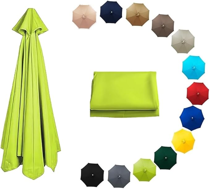 7ft/9ft/10ft Parasol Umbrella Canopy Replacement, Patio Umbrella Replacement Cover, 8 Ribs/6 Ribs Parasol Top Replacement Cloth(Grass Green,300cm/10ft-8ribs)