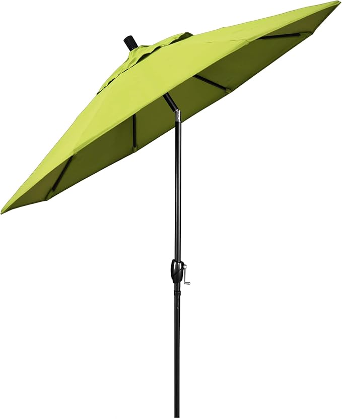 California Umbrella 9' Round Aluminum Market Umbrella, Crank Lift, Auto Tilt, Bronze Pole