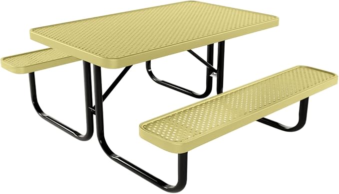 COATEDOUTDOORFURNITURE Heavy-Duty Portable Outdoor Kids Table, Punched Steel Kids Picnic Table, Commercial-Grade Picnic Table, Made in America (4ft Rectangular, Childrens, Textured Sandstone)