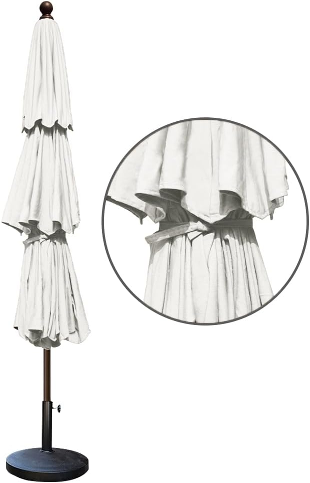 EliteShade USA 10-Year-Non-Fading 9ft 3-Tier Market Patio Umbrella, Commercial Grade Outdoor Table Umbrella with Crank Open, Windproof & UPF 50+ UV Protection, Heavy Duty Ventilation for Garden, Deck, Pool, Backyard, Beach & Bistro, White