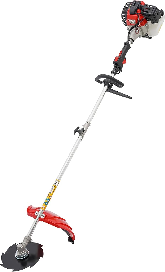 52CC Weed Wacker, 2-Stroke Gas Powered Multi-Functional Lawn Mower, Air-Cooled Single-Cylinder Gasoline Engine Weed Eater with 7 Types of Heads,2800-3200r/Min Trimming Machine with 2T Diamond Blade