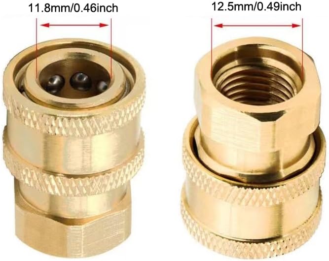 2 Pack Pressure Washer Adapter Set Quick Connect Kit 14mm M14x1.5 to 1/4 Inch Connector Fittings Plug Gun to Hose for Patio Lawn Car Pressure Water Gun Washing Foam Bottle Spray Nozzle